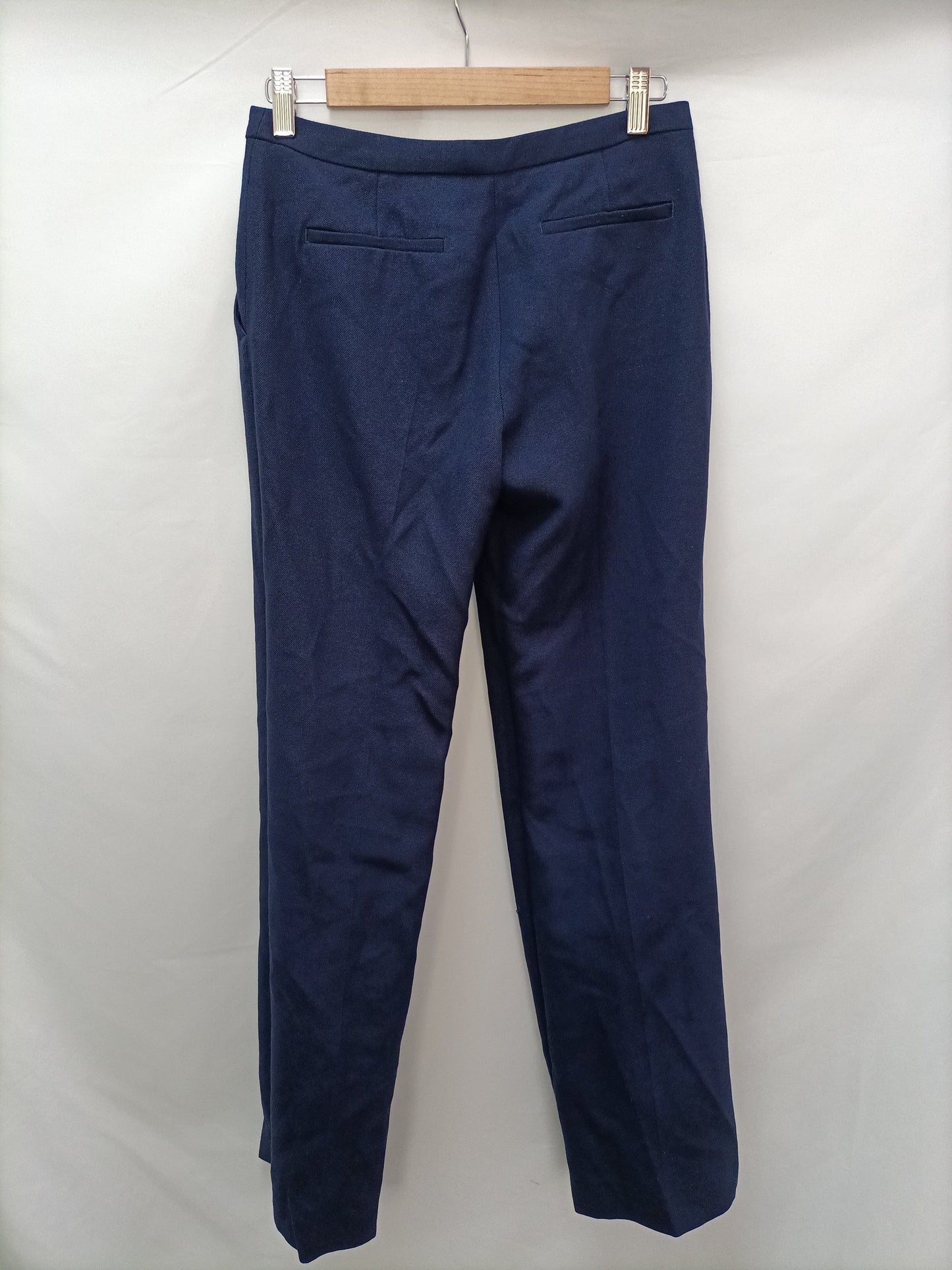 ZARA. Pantalón azul pinzas textura T.XS