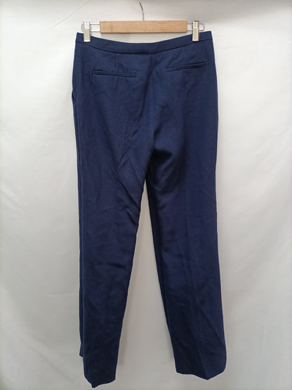 ZARA. Pantalón azul pinzas textura T.XS