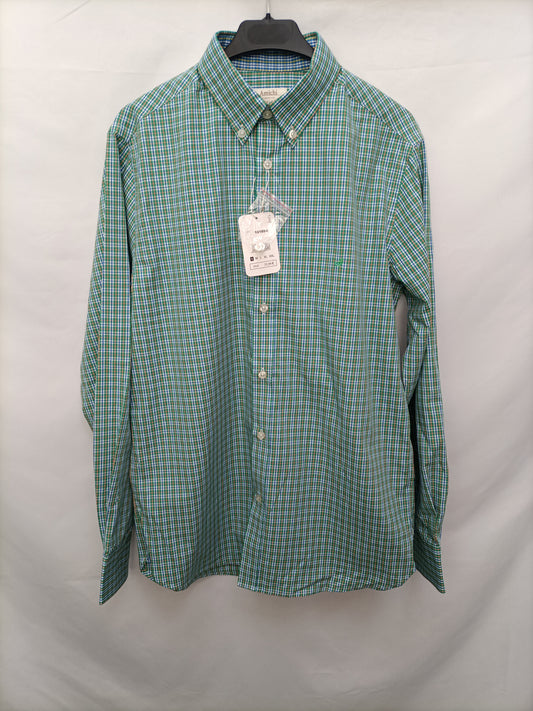 AMICHI. Camisa cuadros verde y azul