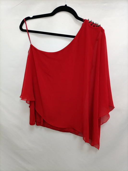 ZARA. Blusa roja asimétrica T.m