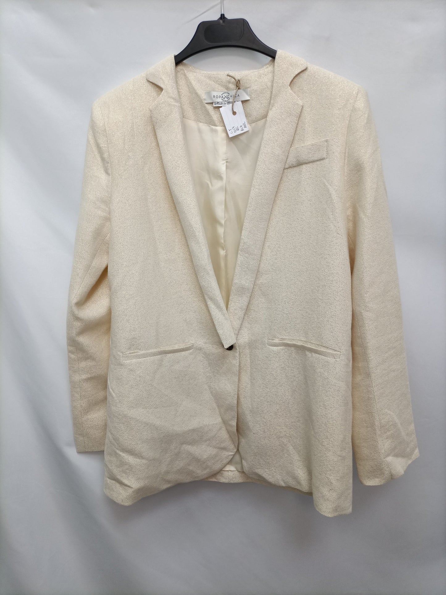 ROPA CHICA. Blazer beige y dorada T.s