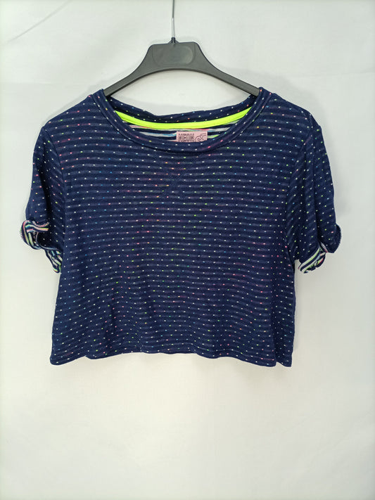 NEON ROSE. Top azul topitos T.12(36)