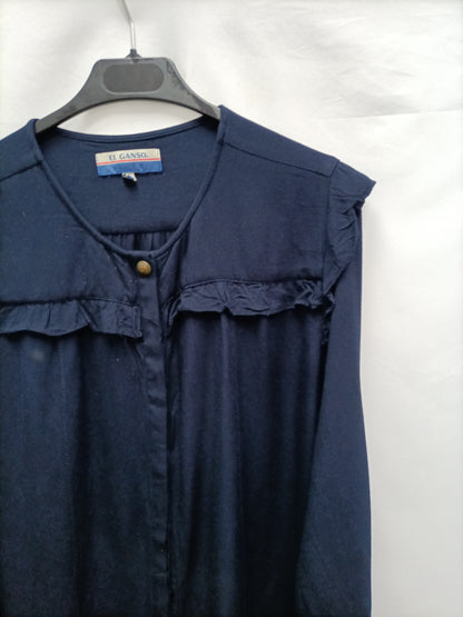 EL GANSO. Blusa azul volante T.l