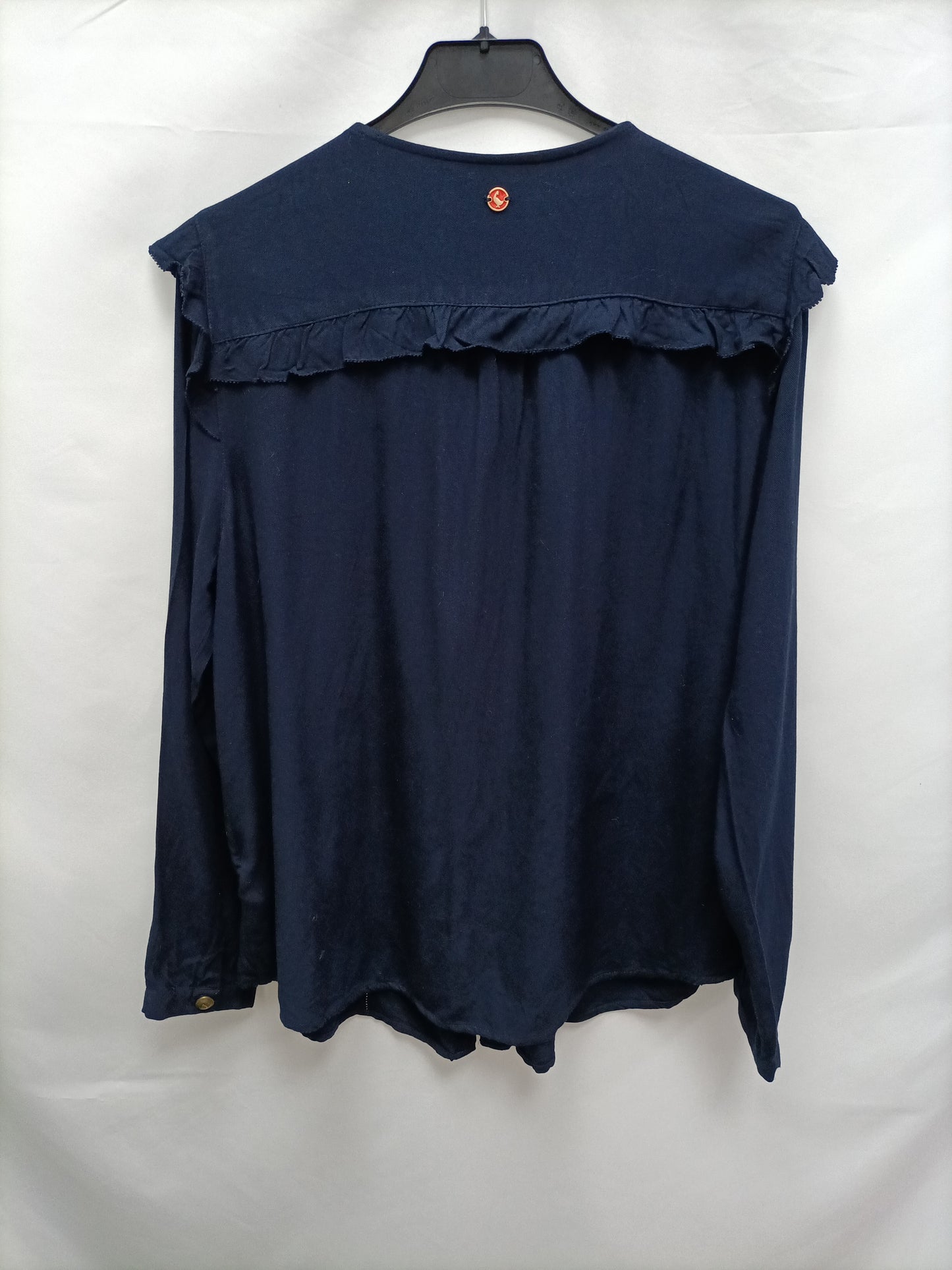 EL GANSO. Blusa azul volante T.l