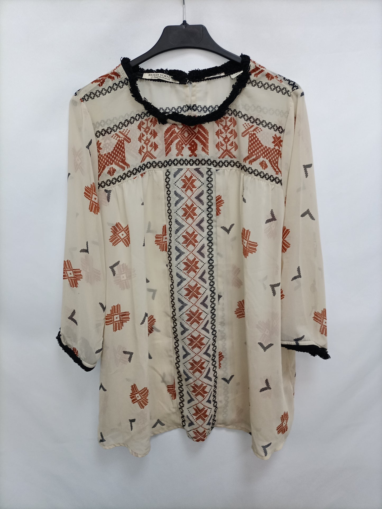 MAISON SCOTCH. Blusa beigr estampada T.4(xl)