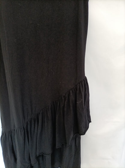 MANGO. Vestido negro volantes T.xs