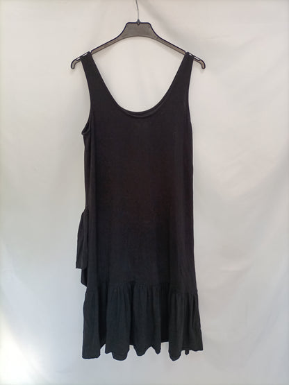 MANGO. Vestido negro volantes T.xs