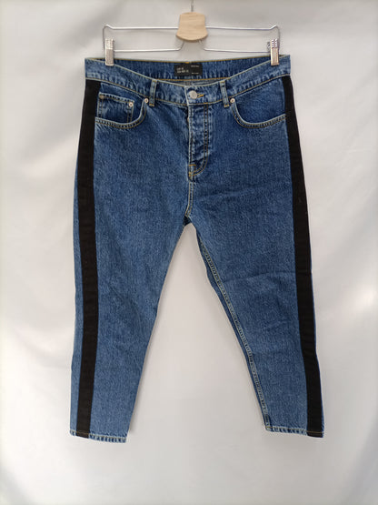 ZARA (Man). Pantalón denim raya T.40