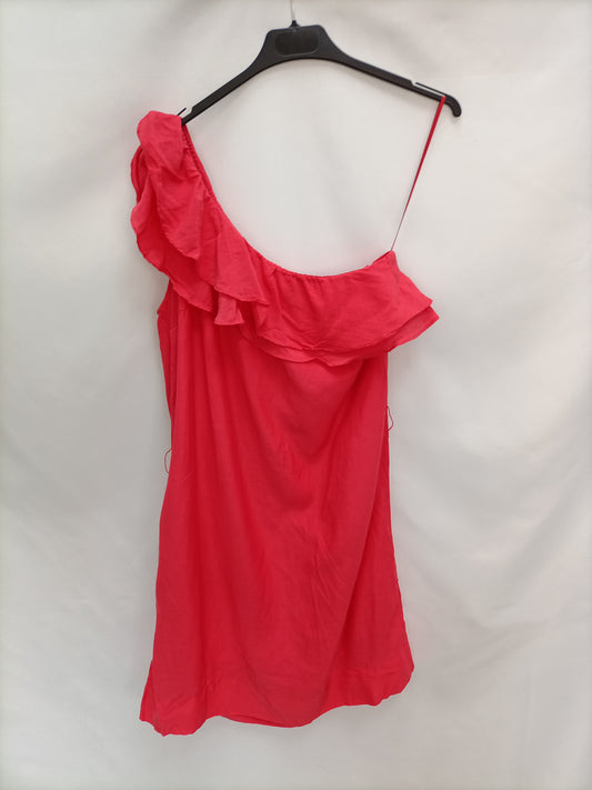 BERSHKA. Vestido asimétrico coral  T.L