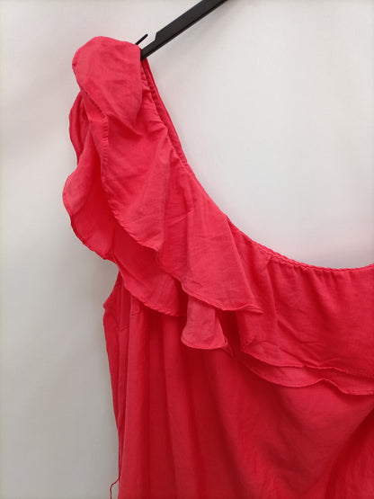 BERSHKA. Vestido asimétrico coral  T.L