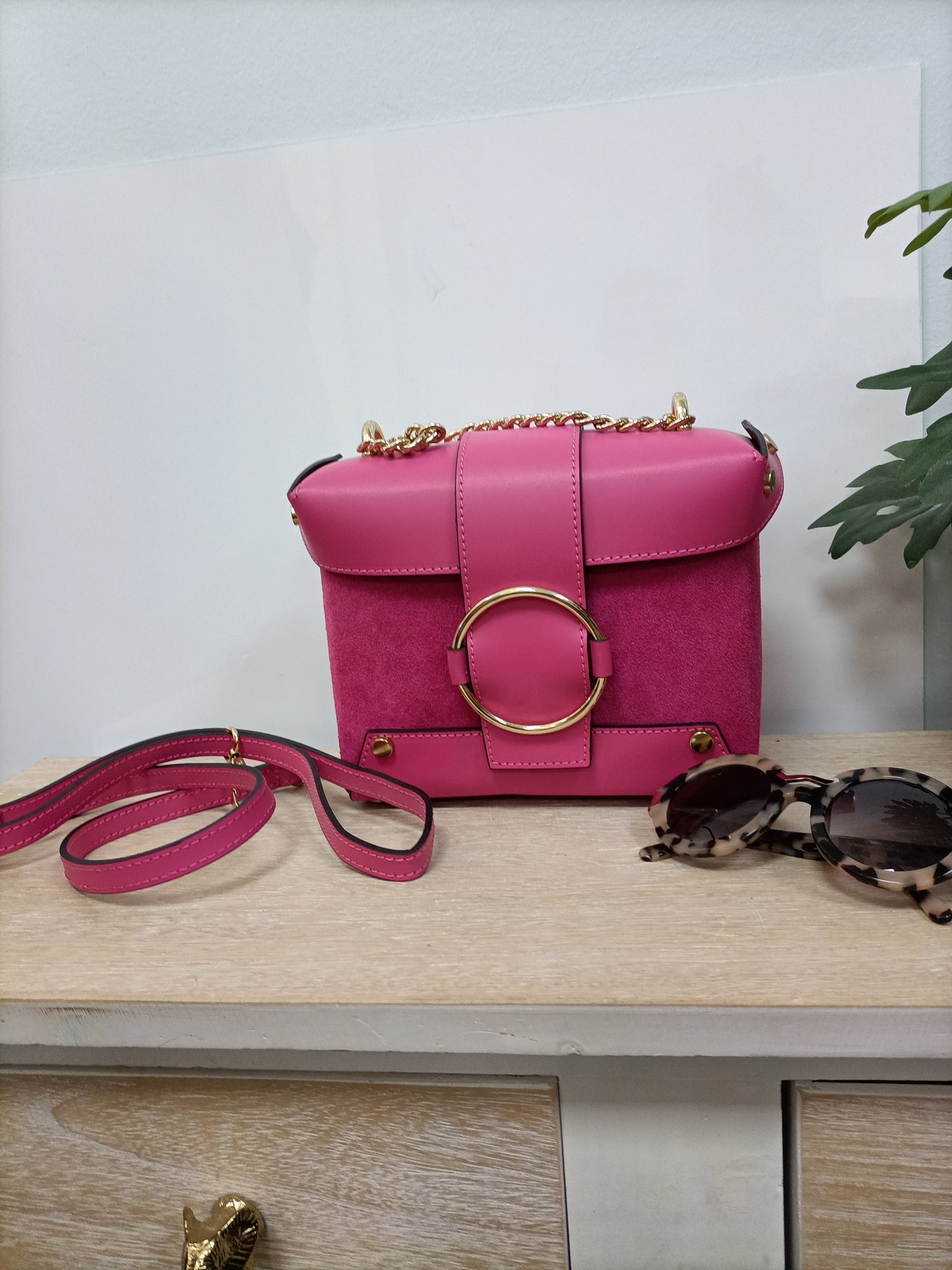 OTRAS. Bolso rosa doble textura