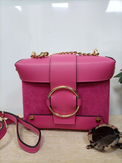 OTRAS. Bolso rosa doble textura