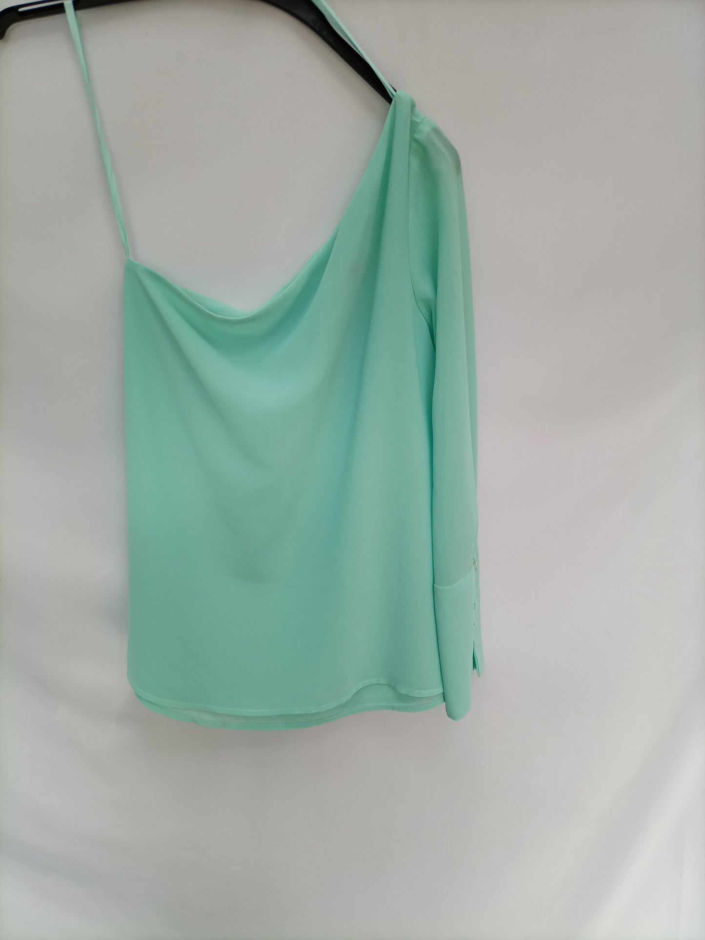 BIMANI. Blusa asimétrica verde T.s