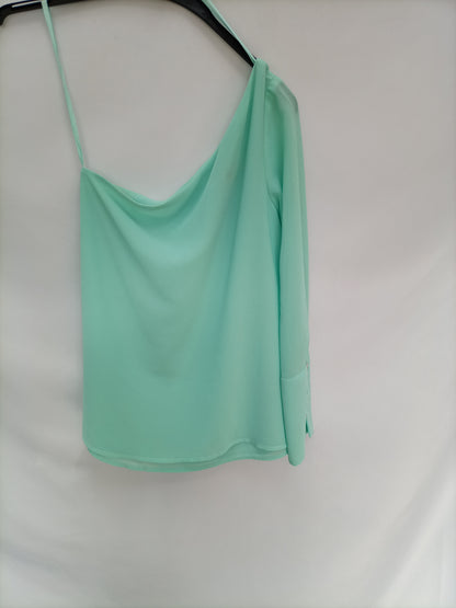 BIMANI. Blusa asimétrica verde T.s