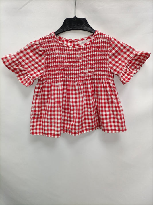 ZARA. Camisa de cuadros vichy rojo T.18/24m