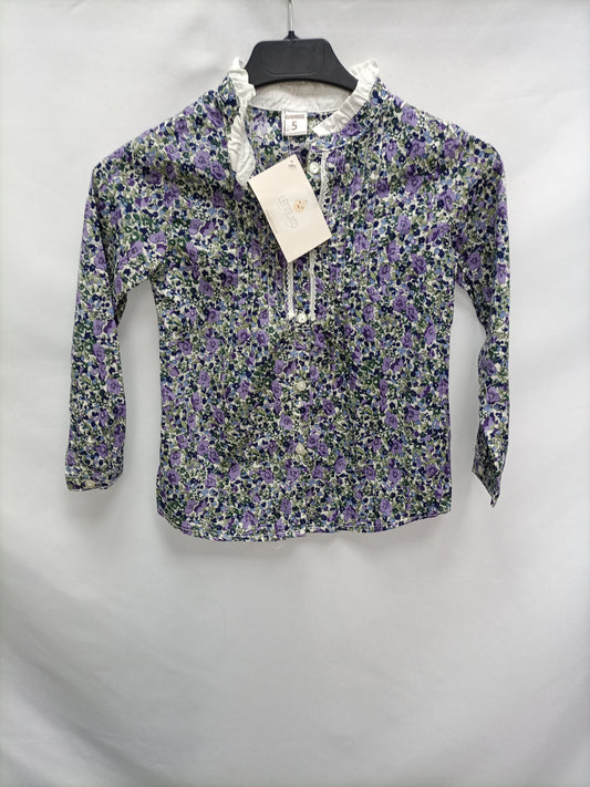 LENTEJITO. Camisa flores moradas T.5 años