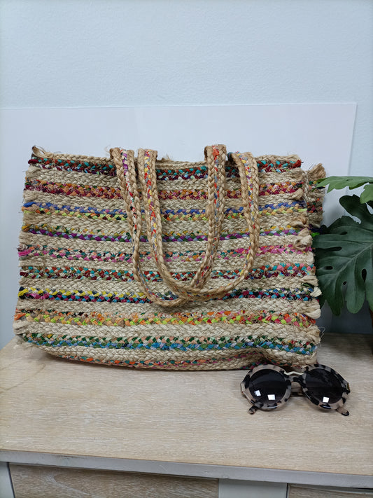 OTRAS. Bolso rafia multicolor