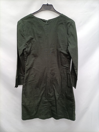 ALMATRICHI. Vestido verde bordado T.40