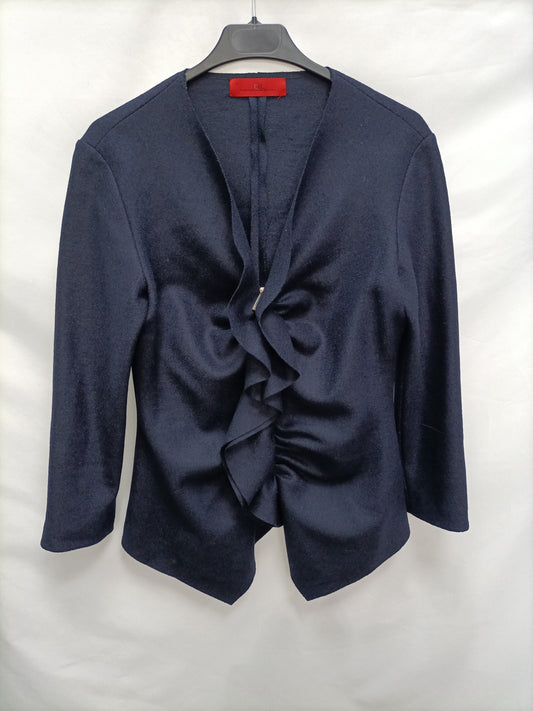 CAROLINA HERRERA. Chaqueta azul volante T.8(s)