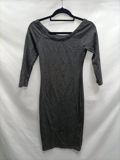 ZARA. Vestido midi gris T.m