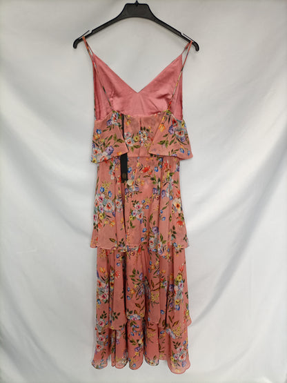 REVOLVE. Vestido flores y volantes T.xs