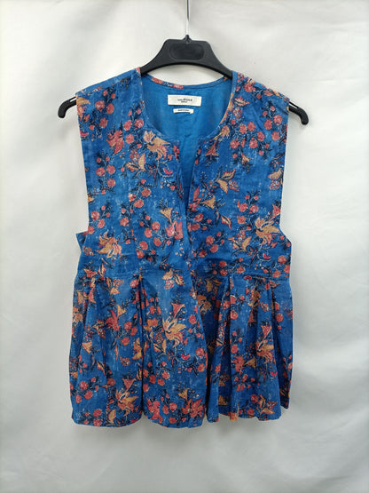 ISABEL MARANT. Top azul flores T.36