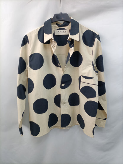 MARNI. Camisa beige lunares T.38