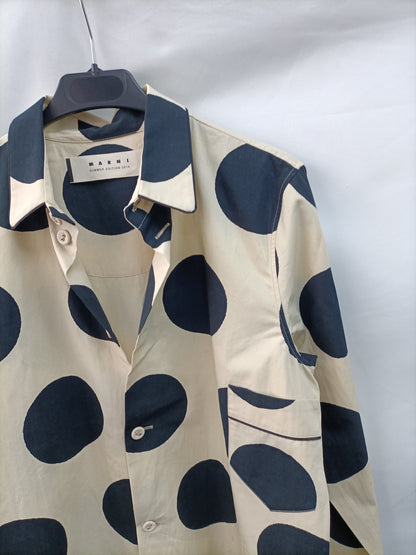 MARNI. Camisa beige lunares T.38