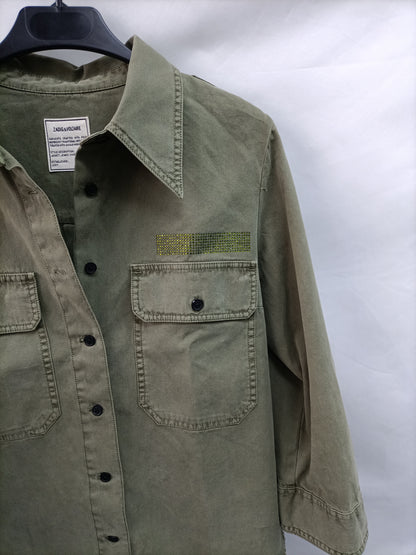 ZADIG&VOLTAIRE. Sobrecamisa verde cortita T.m