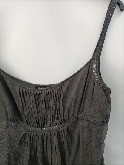 DKNY. Blusa seda gris T.6(m)