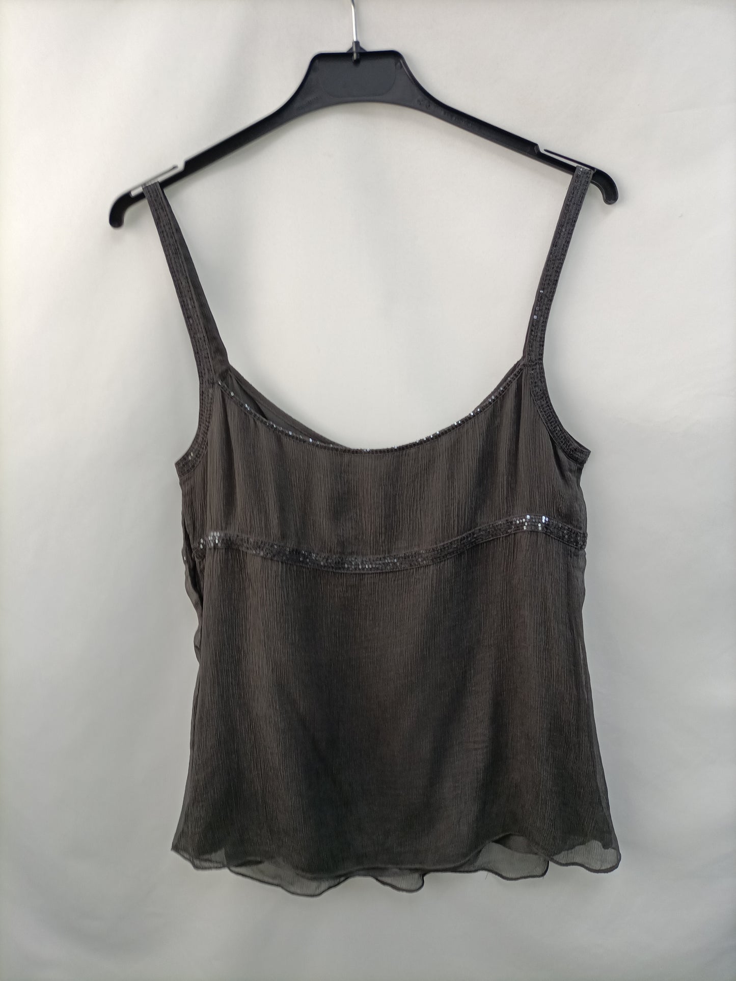 DKNY. Blusa seda gris T.6(m)