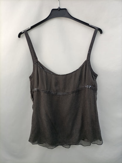 DKNY. Blusa seda gris T.6(m)