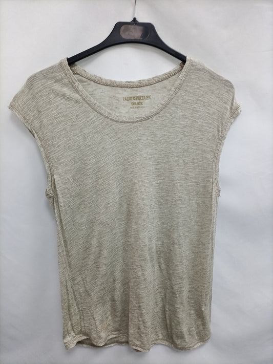 ZADIG& VOLTAIRE. Camiseta beige hilos  T.s