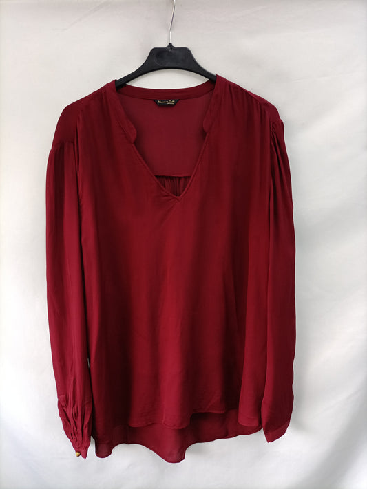 MASSIMO DUTTI. Blusa burdeos T.44