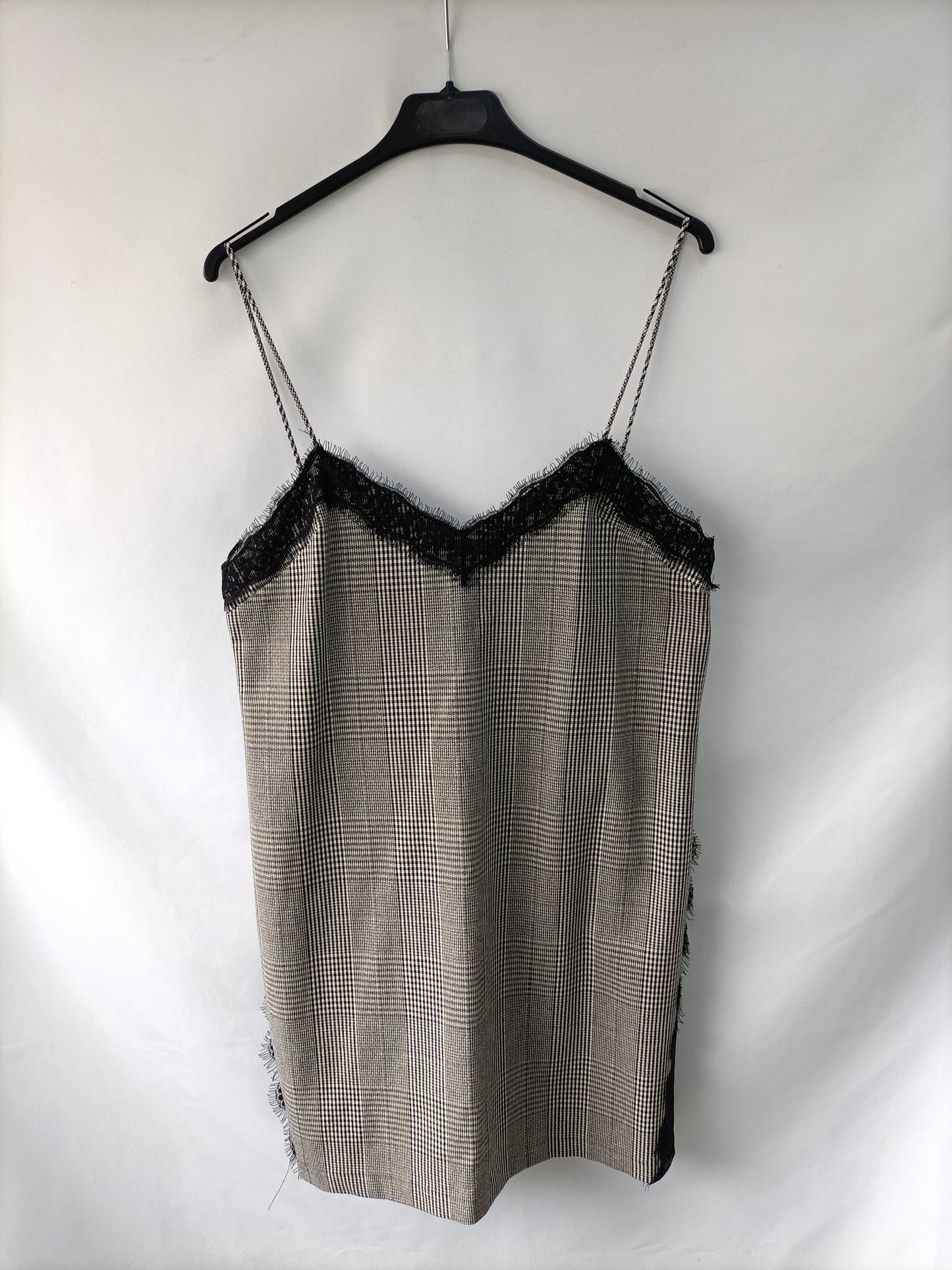 ZARA. Vestido lencero cuadros   T.m