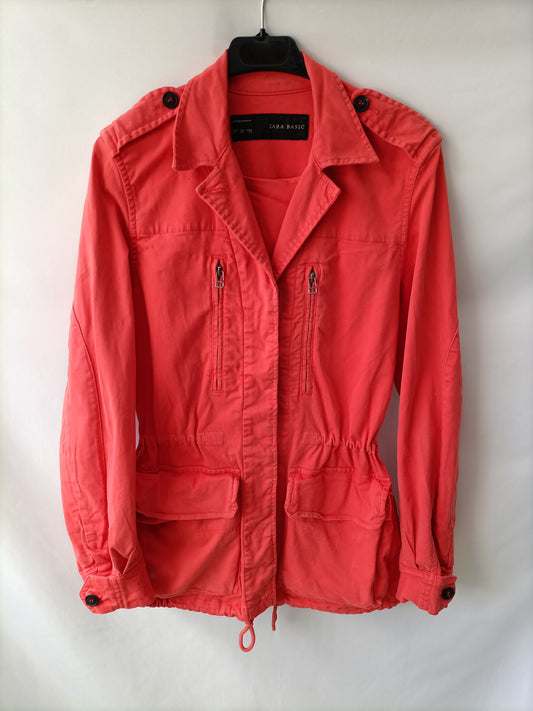 ZARA. Parka coral denim  T.xs