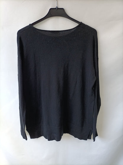 PULL&BEAR. Jersey negro fino T.s