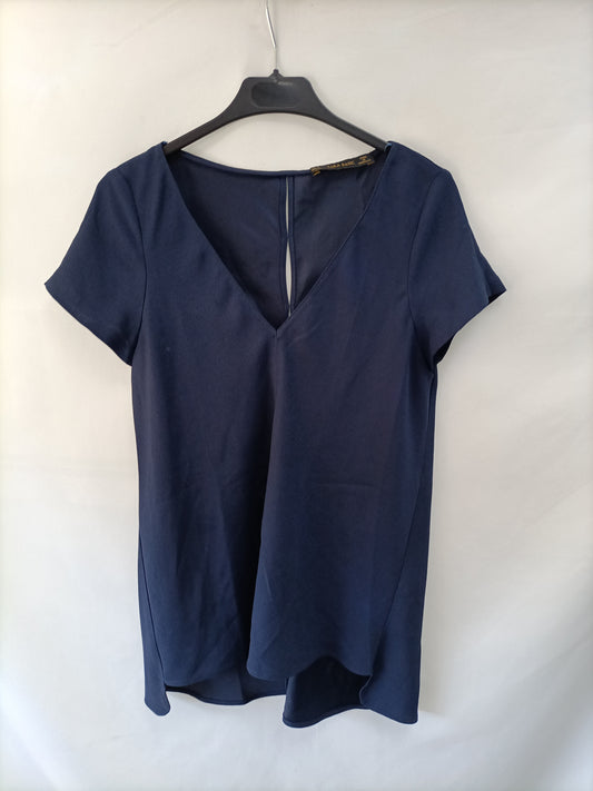 ZARA. Blusa azul marino oscura T.s