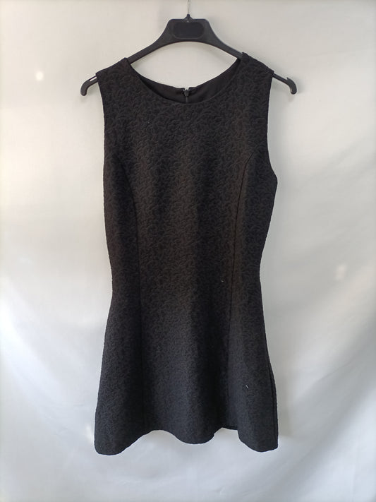 MANGO.Vestido negro textura T.xs