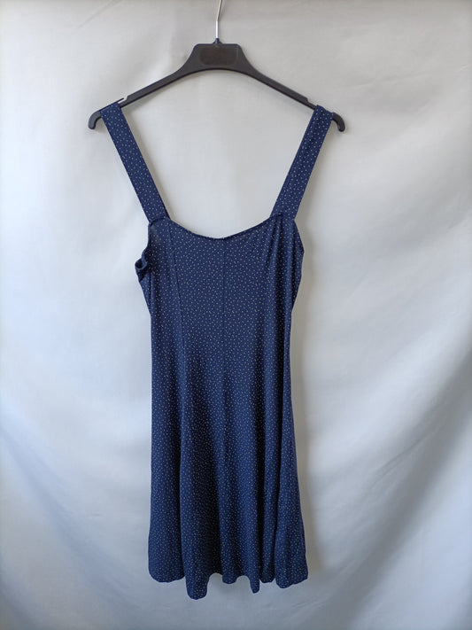 BERSHKA.Vestido azul lunares T.m