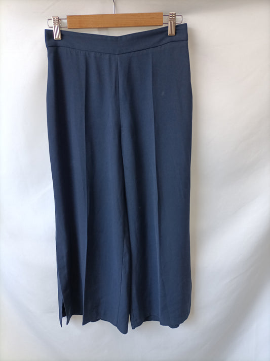 ZARA. pantalon azul fluido culotte t.xs