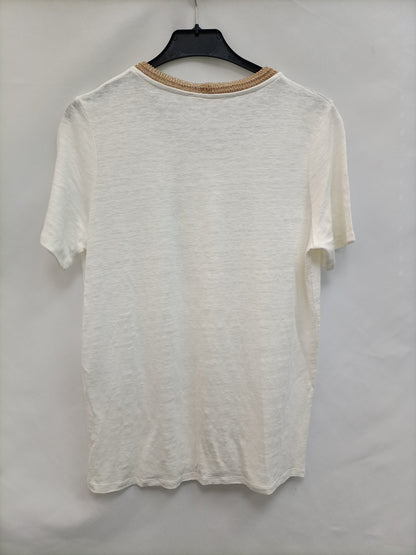 MAJE. Camiseta blancs lino T.1(s)