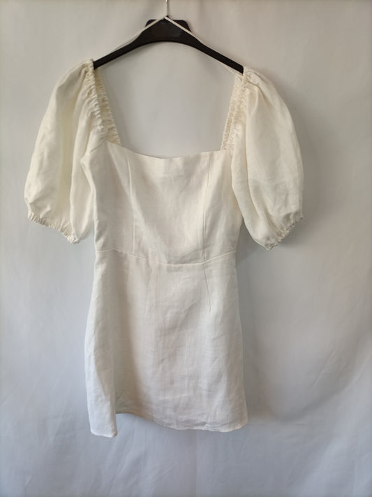 VERGE GIRLS. Vestido lino blanco T.6(s)