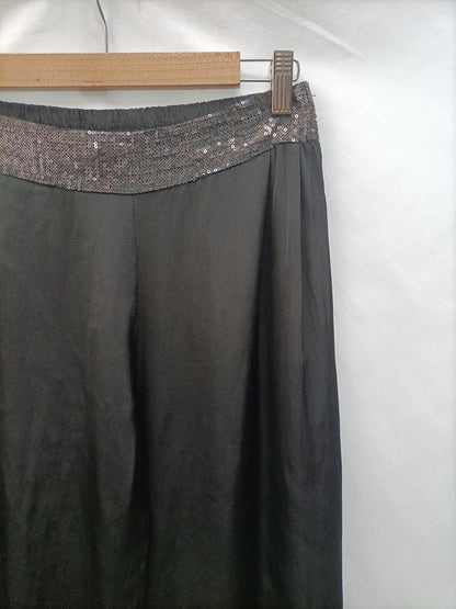 RENATTA&GO. pantalon negro fluido cintura lentejuelas T.m