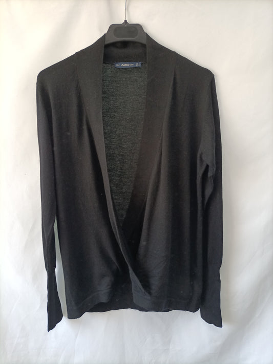 ZARA. Jersey/Top negro cruzado  T.m