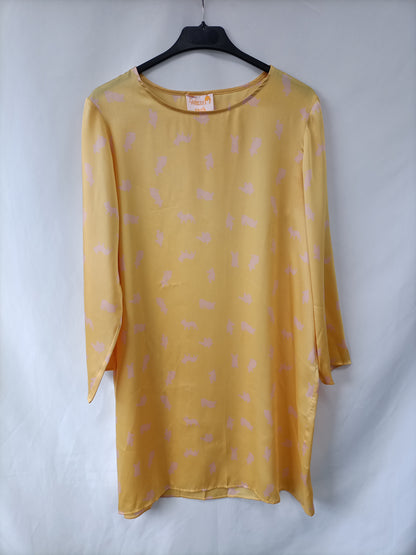 DOLORES PROMESAS. Vestido amarillo animales T.42