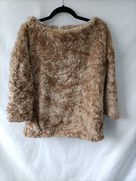 ZARA. Abrigo beige pelo T.m