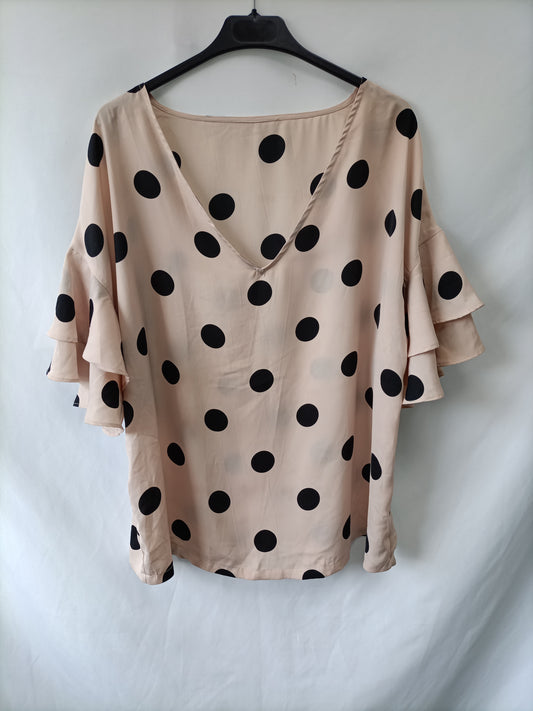 VIOLETA BY MANGO. Blusa lunares T. XL