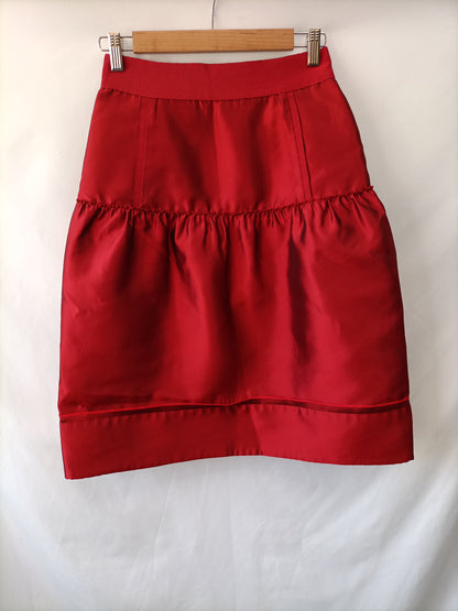 DOLCE&GABANA.Falda midi roja vuelo T.34