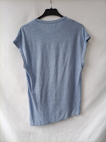 ISABEL MARANT ÉTOILE. Camiseta azul lino  T.s